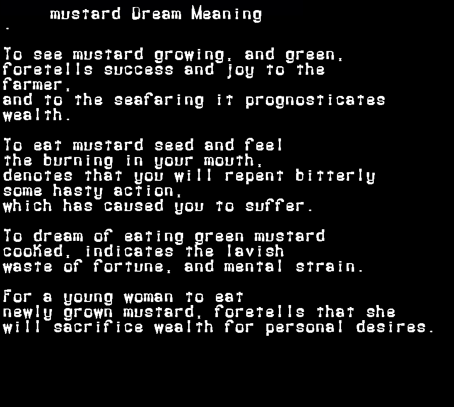 mustard dream meaning