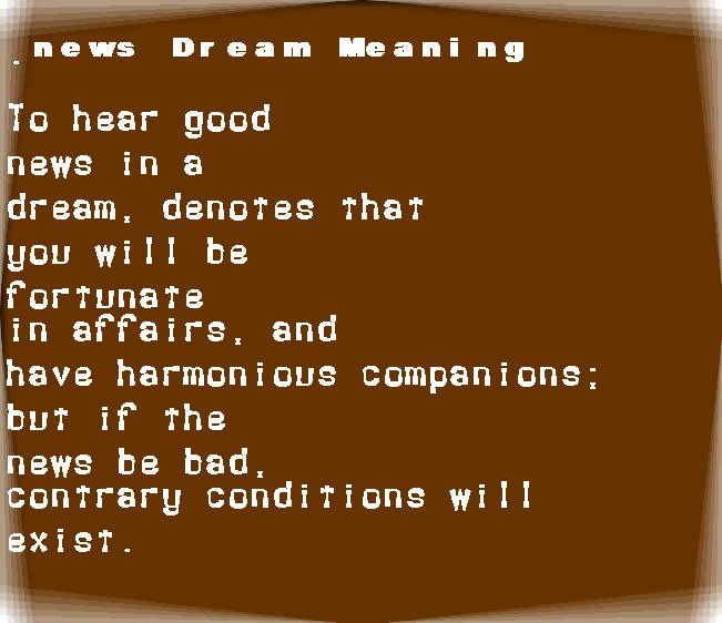 news dream meaning