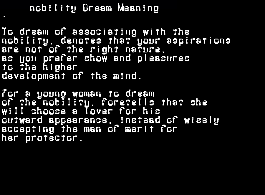 nobility dream meaning