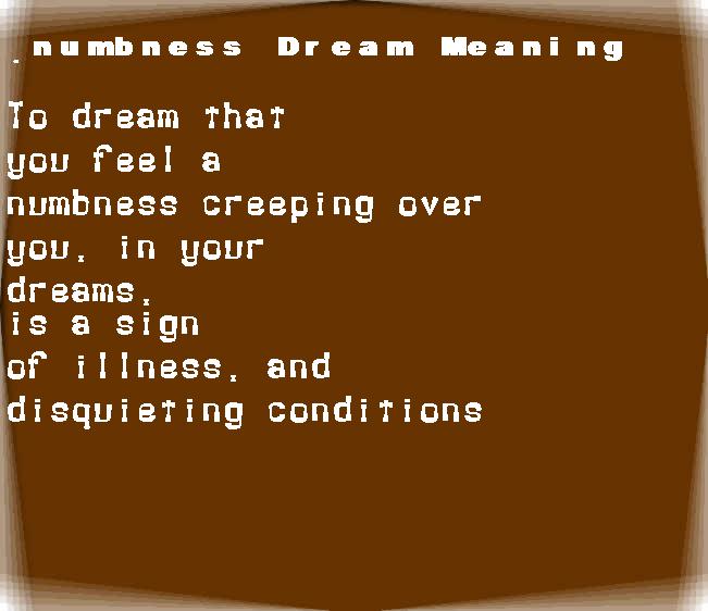 numbness dream meaning