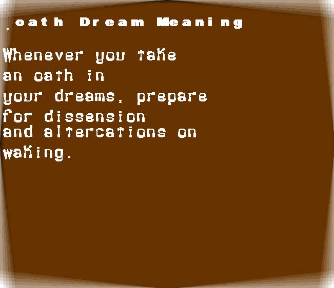 oath dream meaning