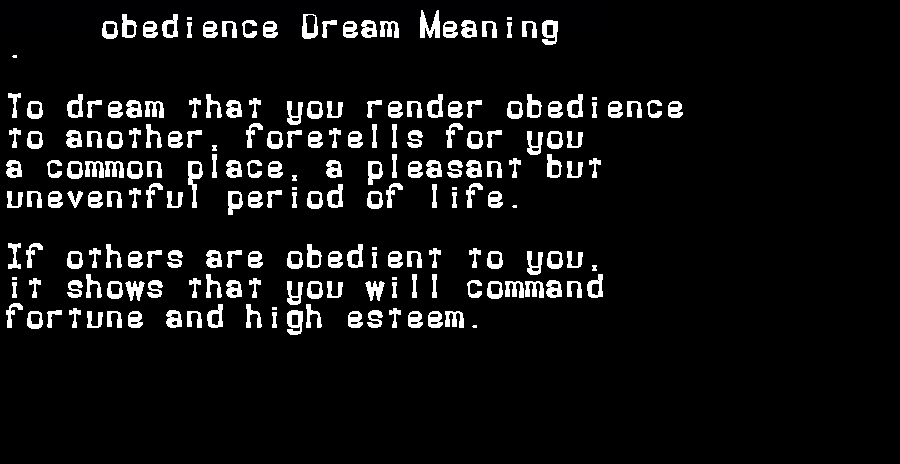 obedience dream meaning