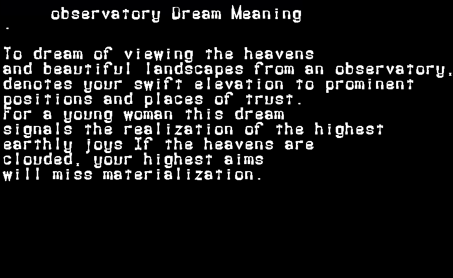 observatory dream meaning