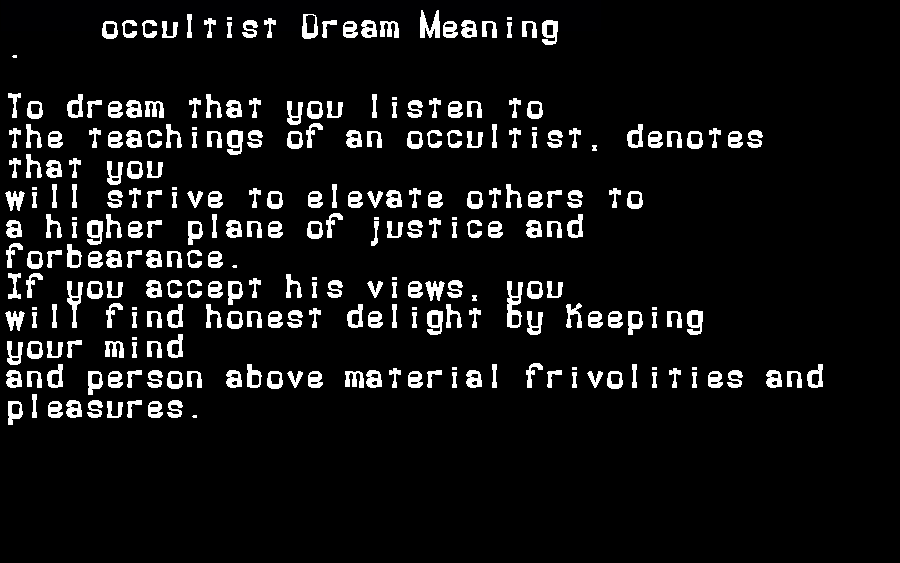 occultist dream meaning