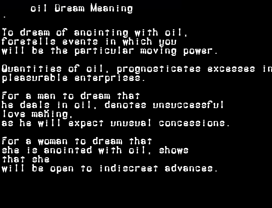 oil dream meaning