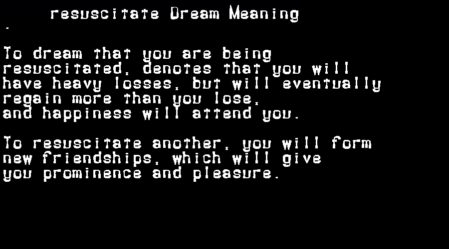 resuscitate dream meaning