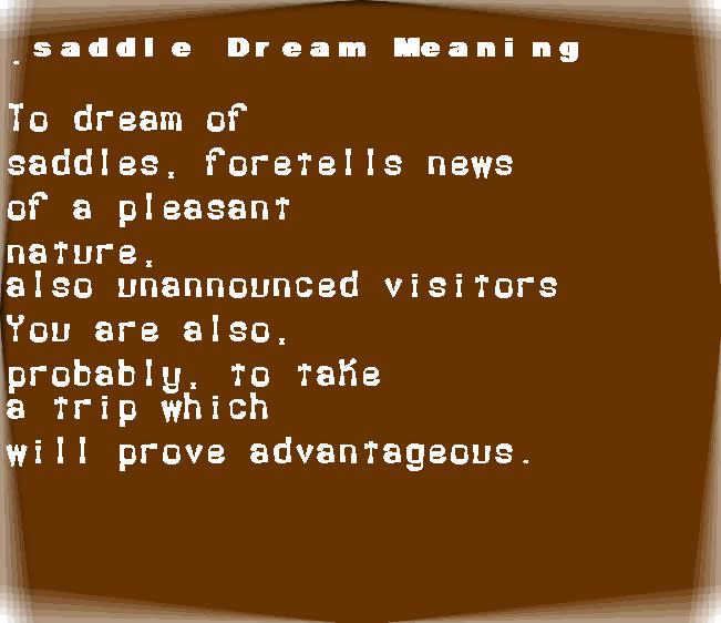 saddle dream meaning