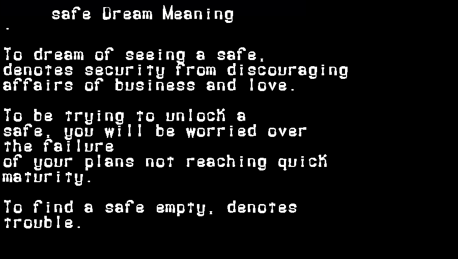 safe dream meaning