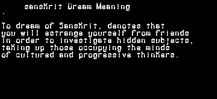 sanskrit dream meaning