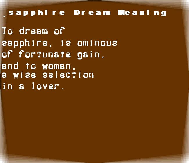 sapphire dream meaning