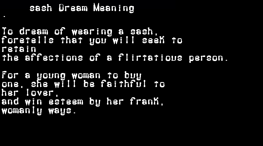 sash dream meaning