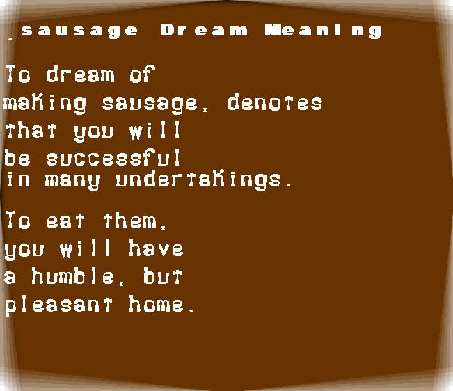 sausage dream meaning