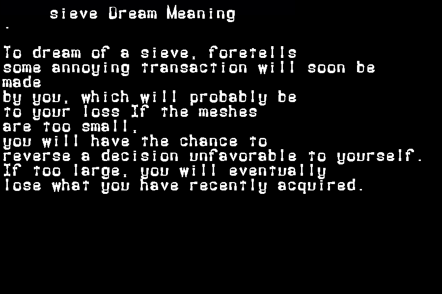 sieve dream meaning