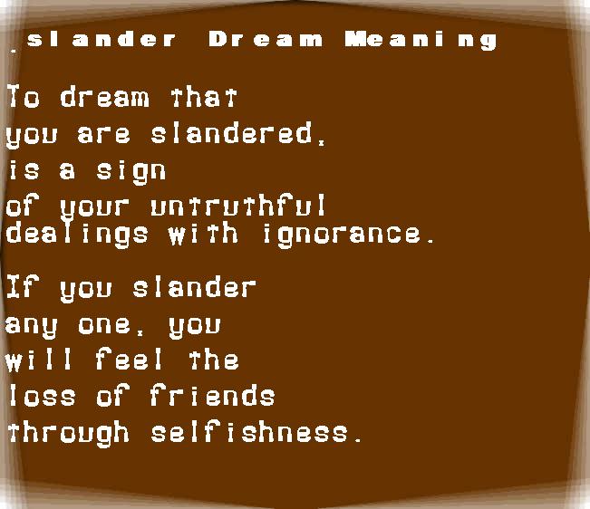 slander dream meaning