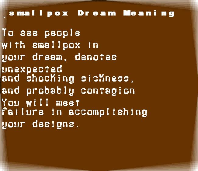 smallpox dream meaning