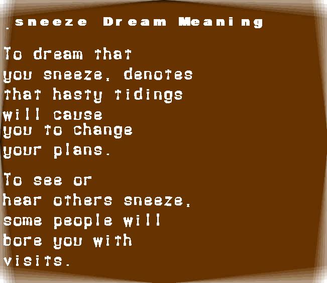 sneeze dream meaning