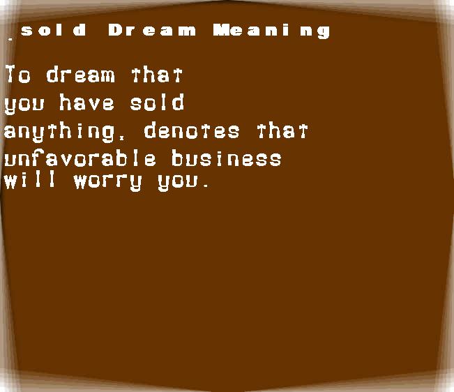 sold dream meaning