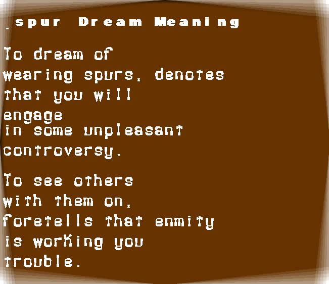 spur dream meaning