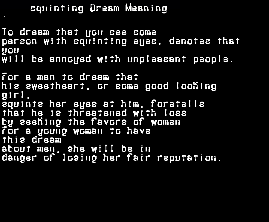 squinting dream meaning