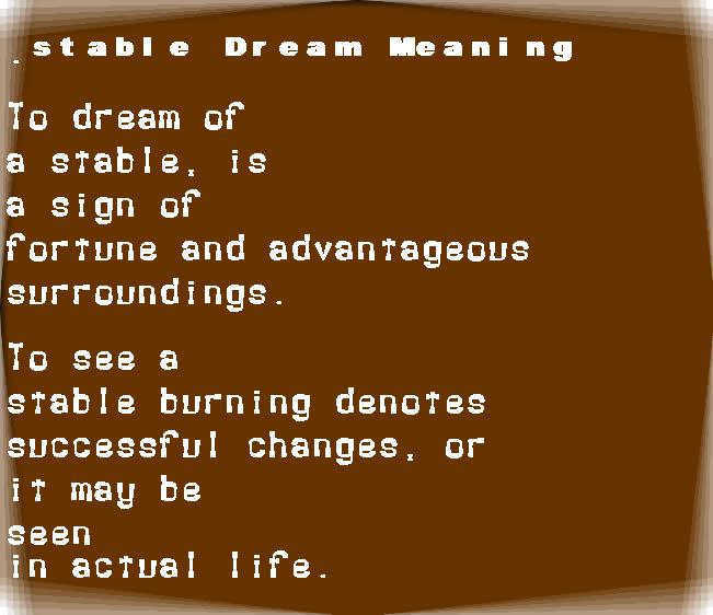 stable dream meaning