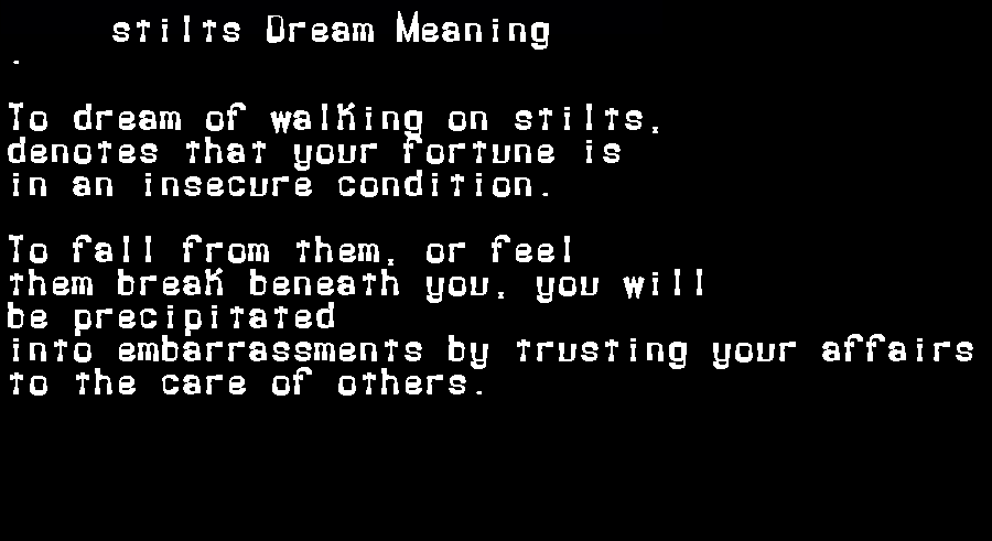 stilts dream meaning