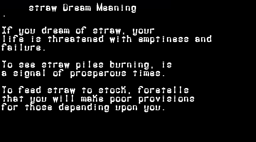 straw dream meaning