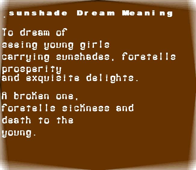 sunshade dream meaning