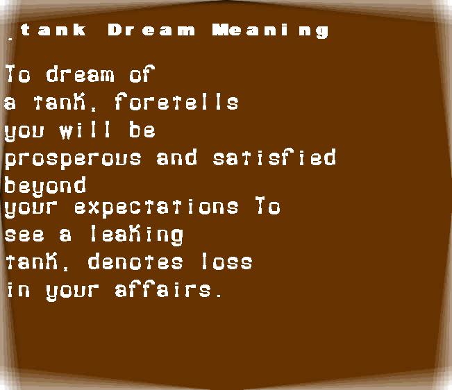 tank dream meaning