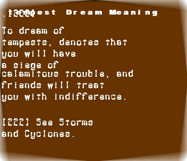 tempest dream meaning