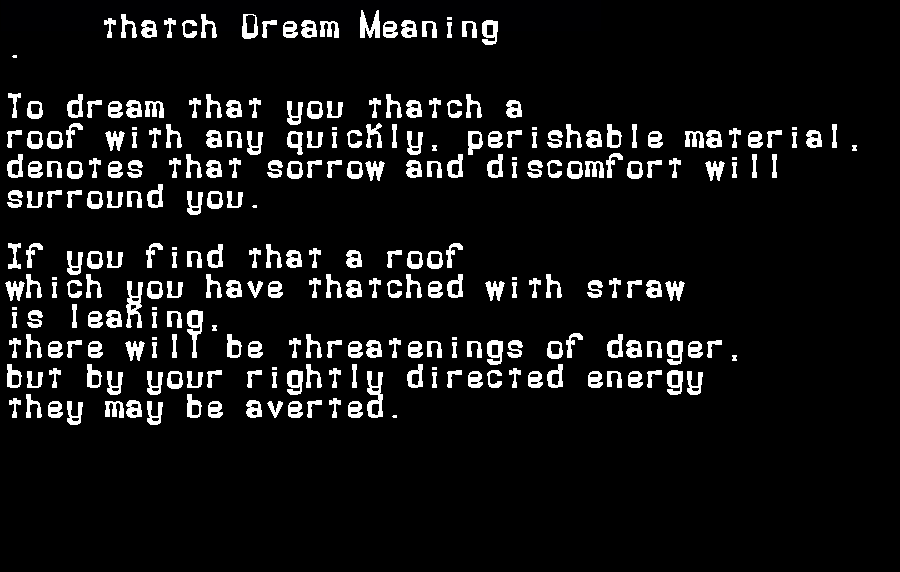 thatch dream meaning