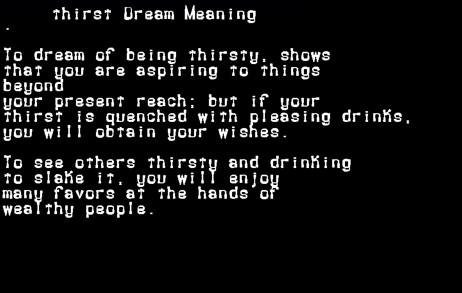 thirst dream meaning