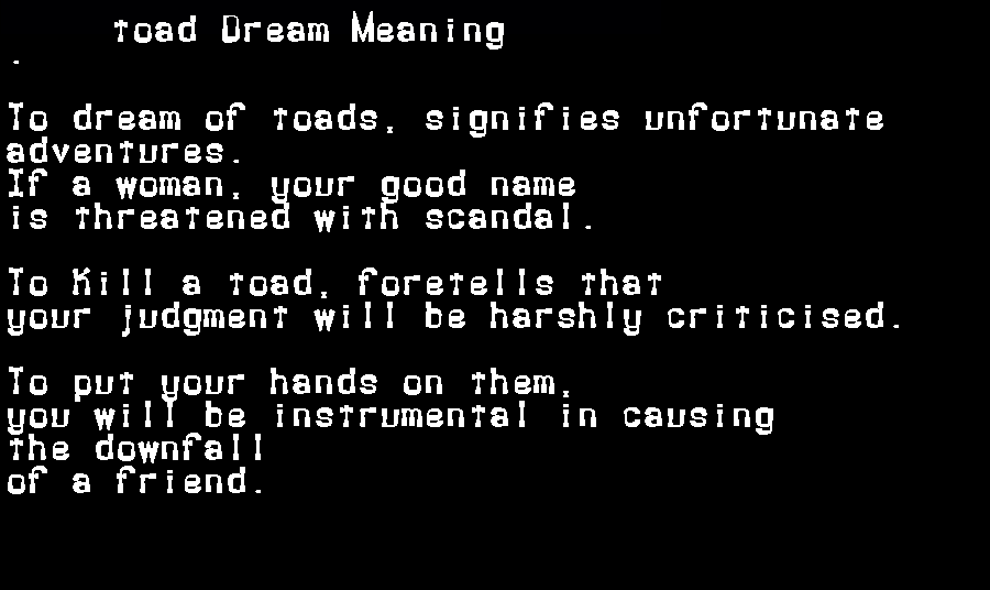 toad dream meaning