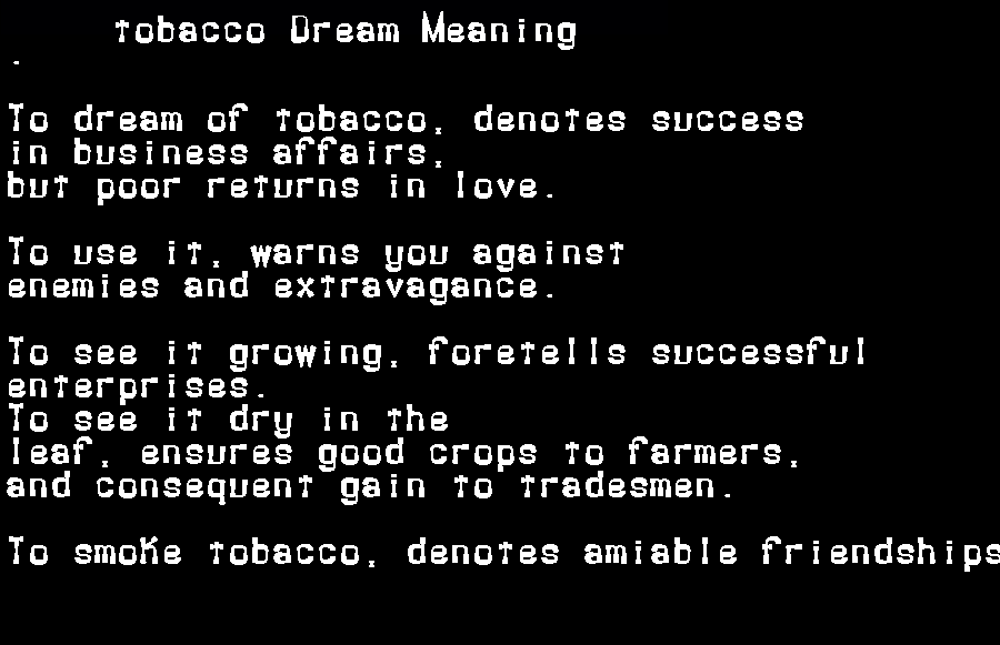 tobacco dream meaning