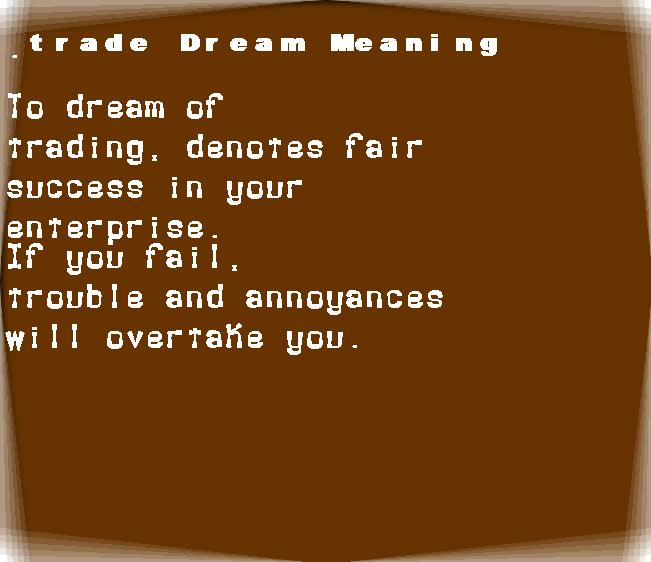 trade dream meaning