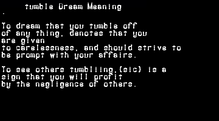 tumble dream meaning