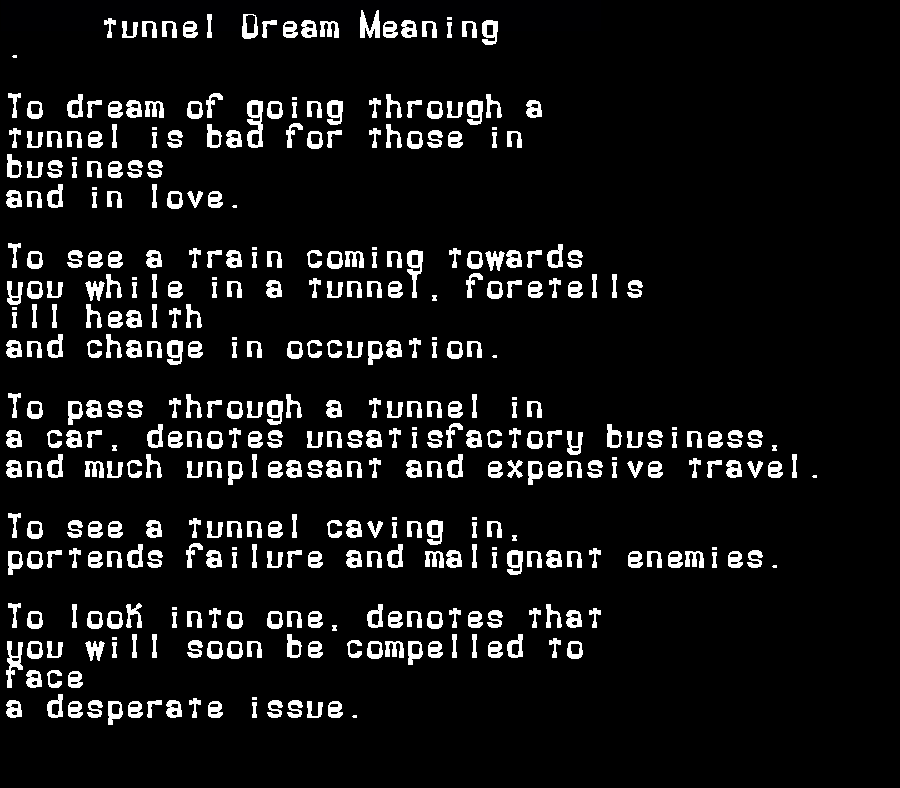 tunnel dream meaning