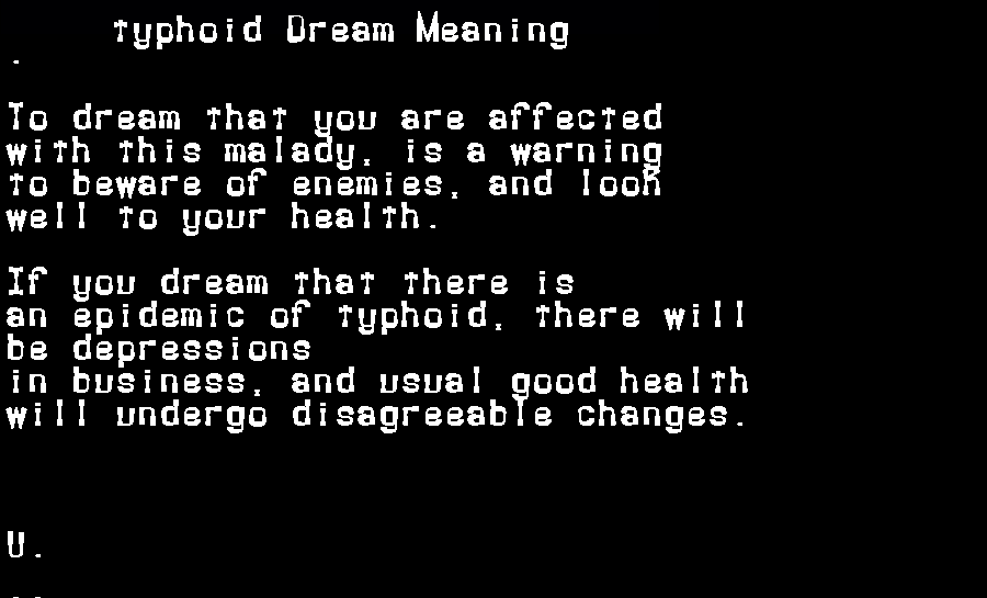 typhoid dream meaning