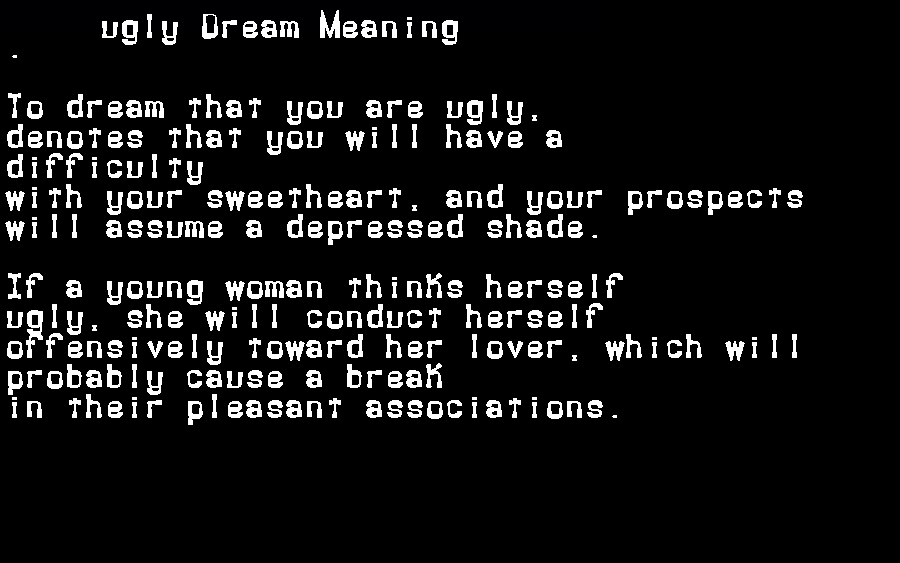 ugly dream meaning