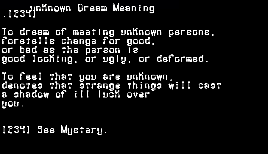 unknown dream meaning