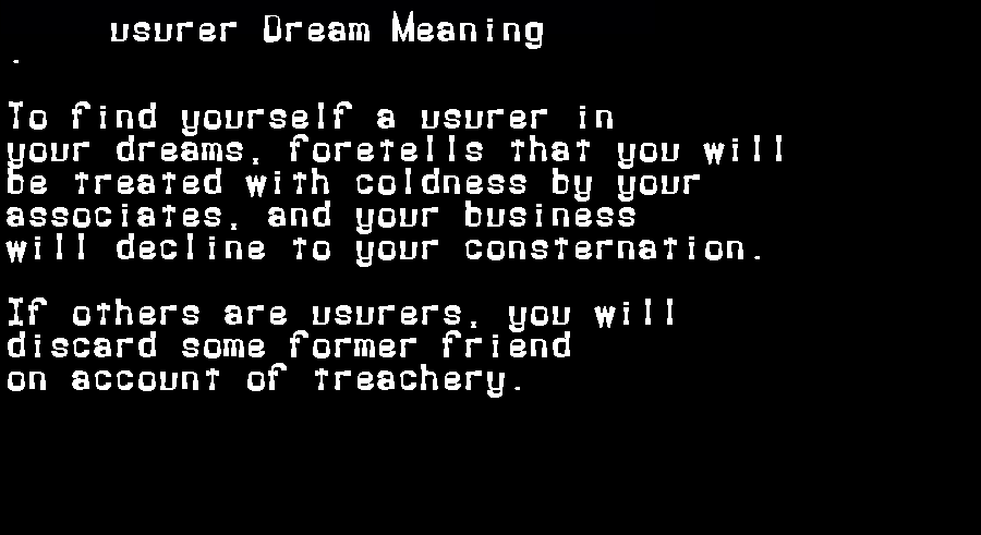 usurer dream meaning