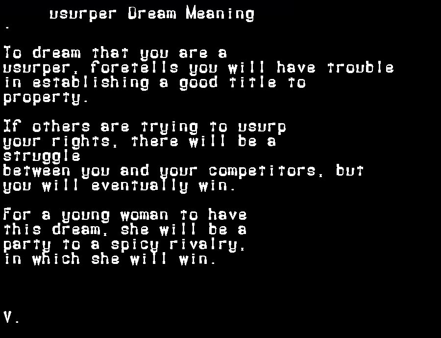 usurper dream meaning