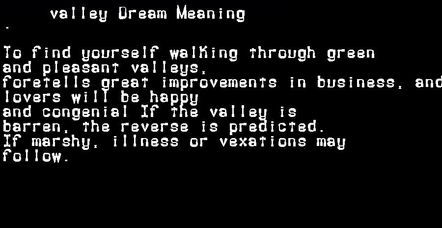 valley dream meaning