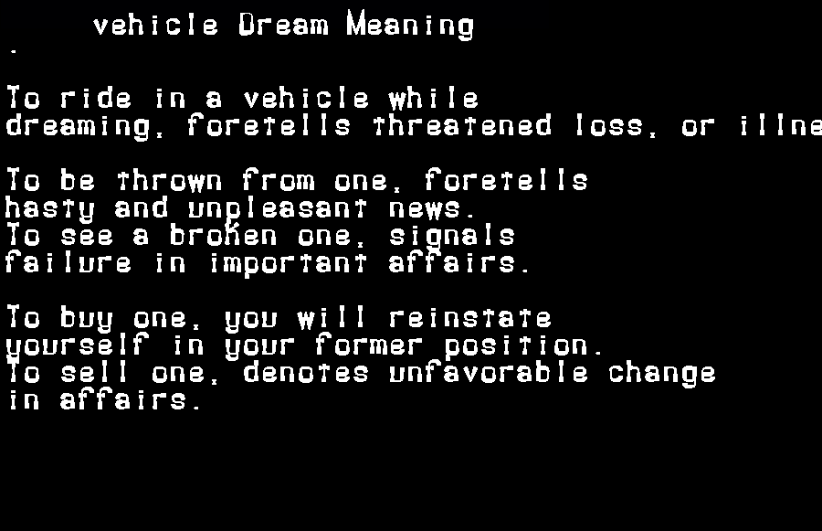 vehicle dream meaning