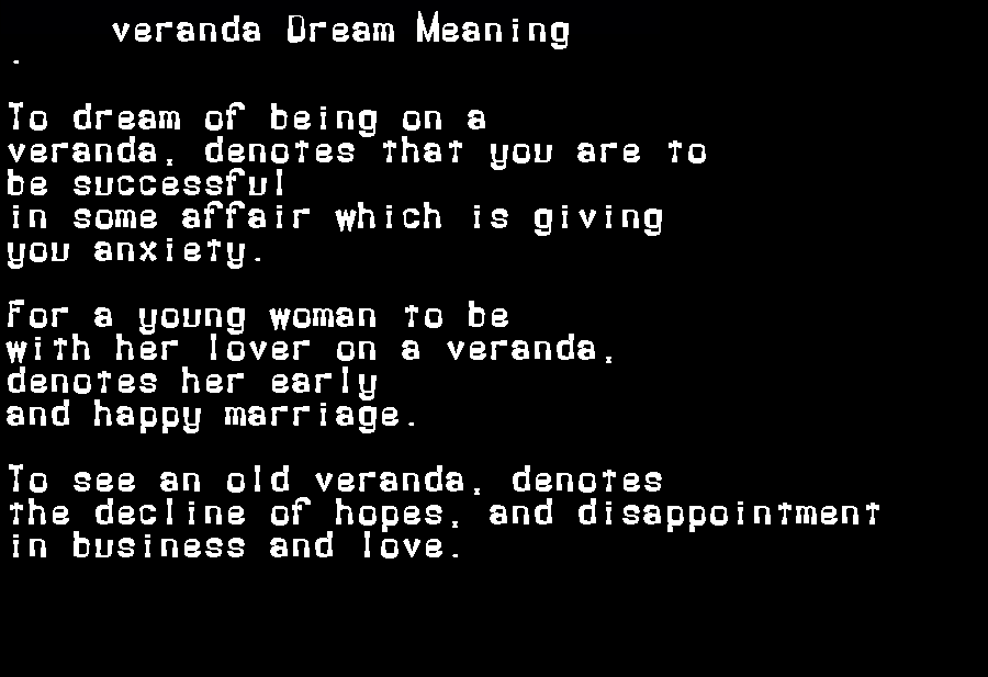 veranda dream meaning