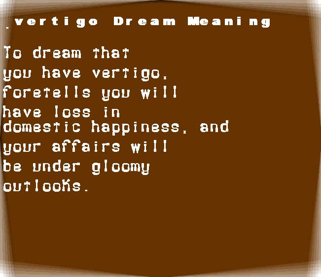 vertigo dream meaning