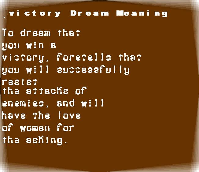 victory dream meaning