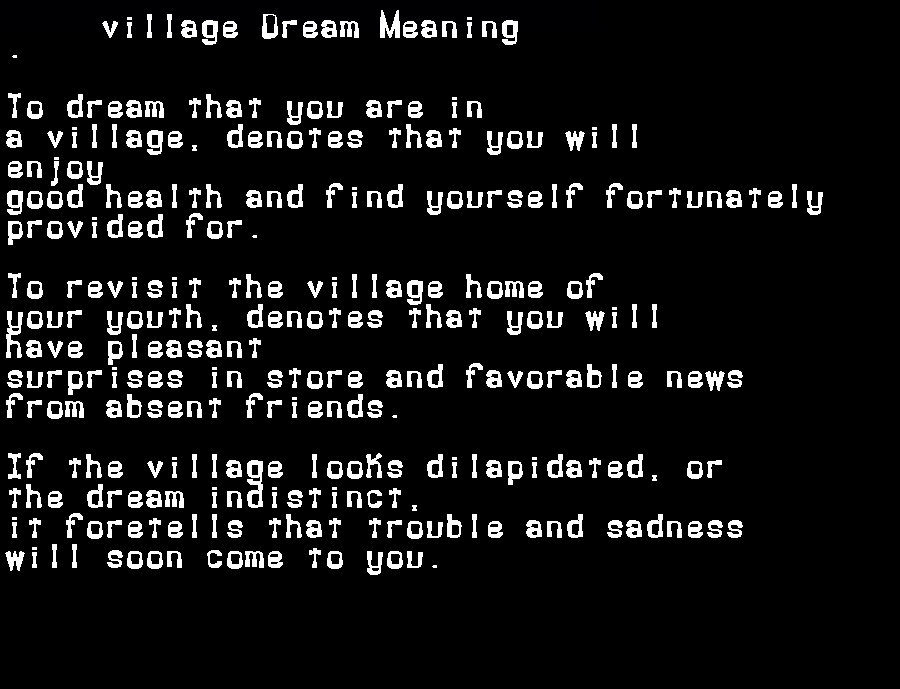 village dream meaning