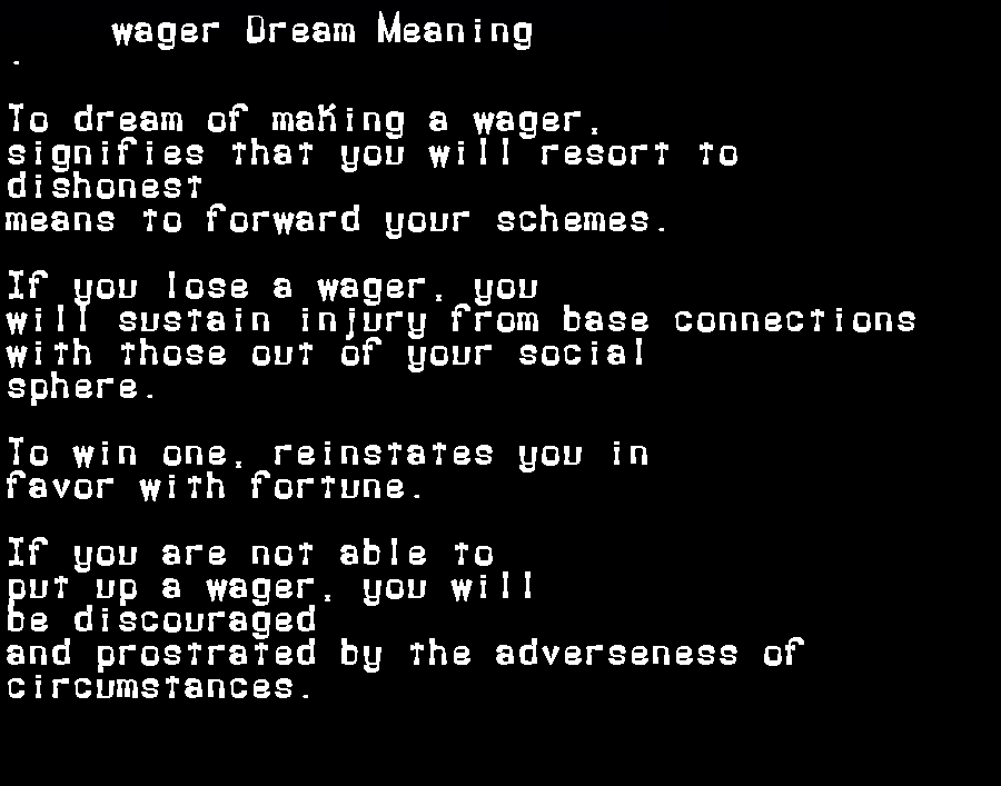 wager dream meaning