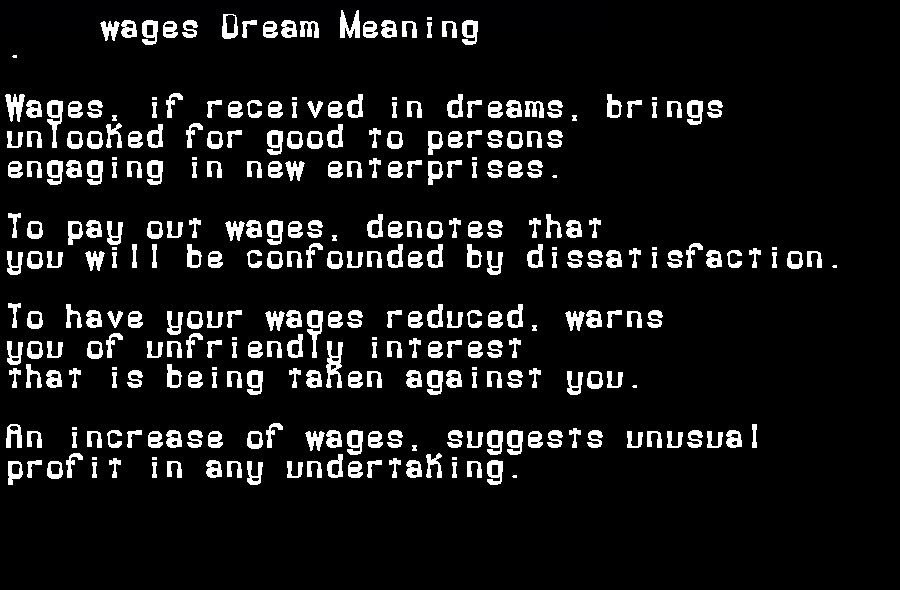 wages dream meaning