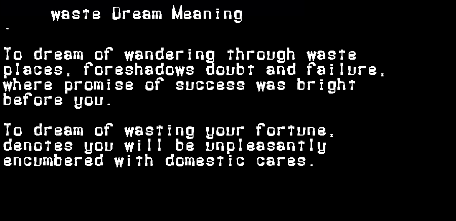 waste dream meaning